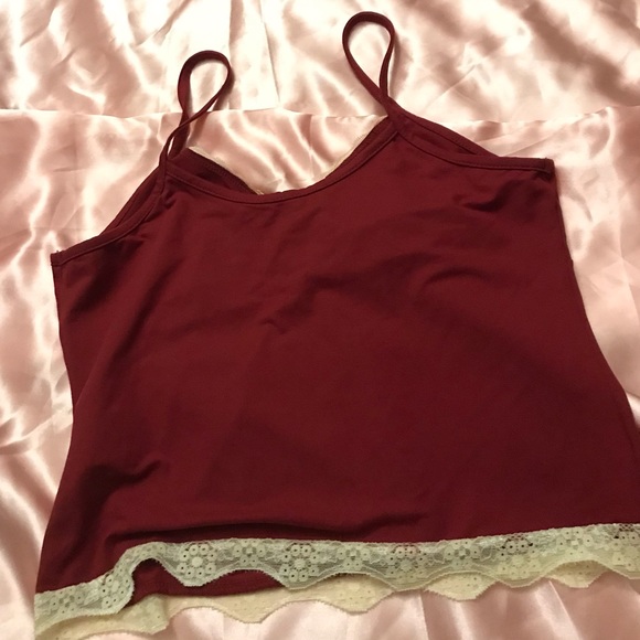 5/30% off - red and cream lace tank top pretty cute romantic - Picture 2 of 2